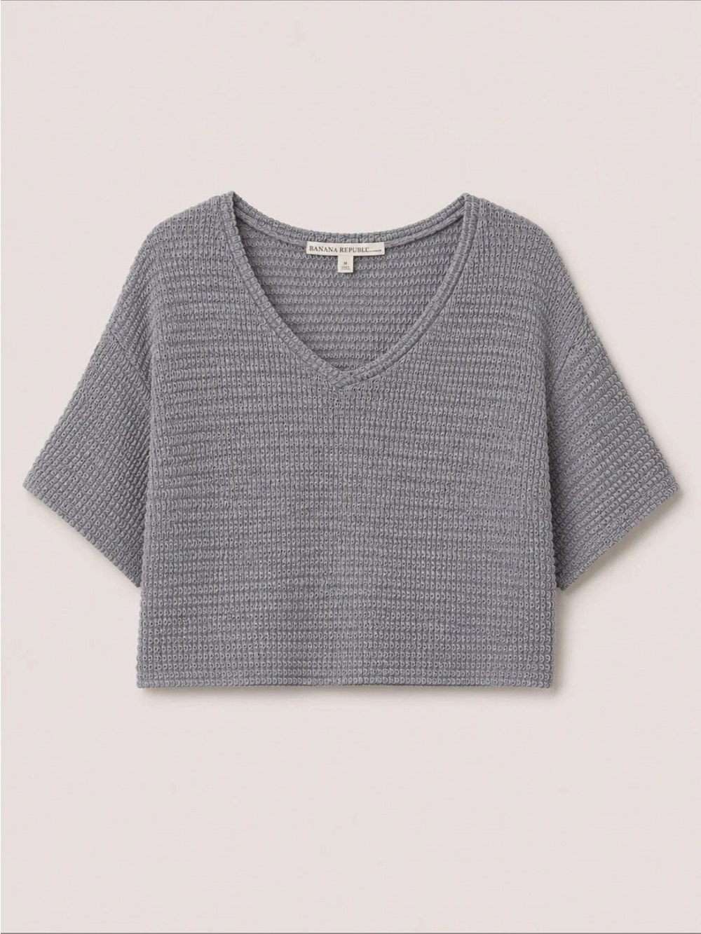 Zenana Outfitters Gray Cropped V-Neck Knit Top